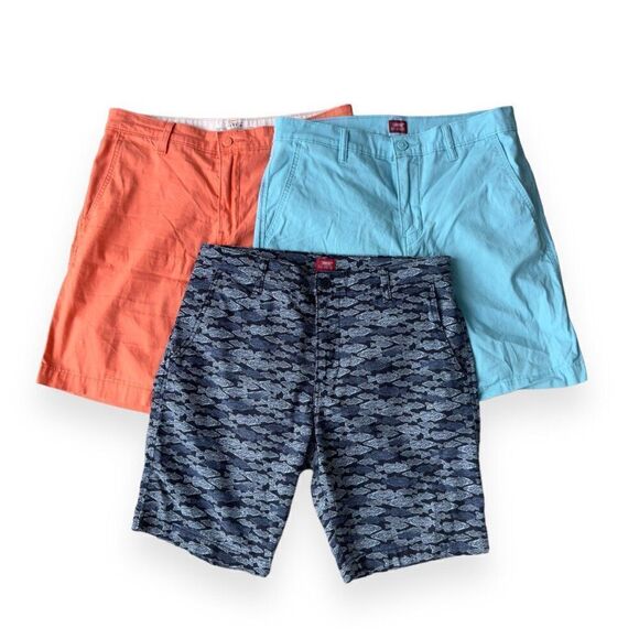 Levi's XX Chino Shorts Fish, Coral, and Blue Bundle Men's 32 x 9.5 - Picture 1 of 12